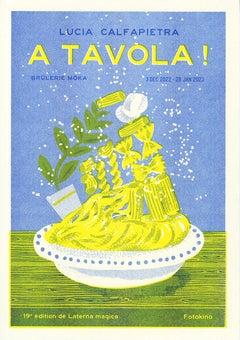 Lucia Calfapietra, A Tavola!, 2022 Risograph Print Exhibition Poster