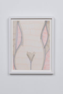 Body III - 2019 Framed Drawing - Contemporary Pink Nude 12 x 9in Figure