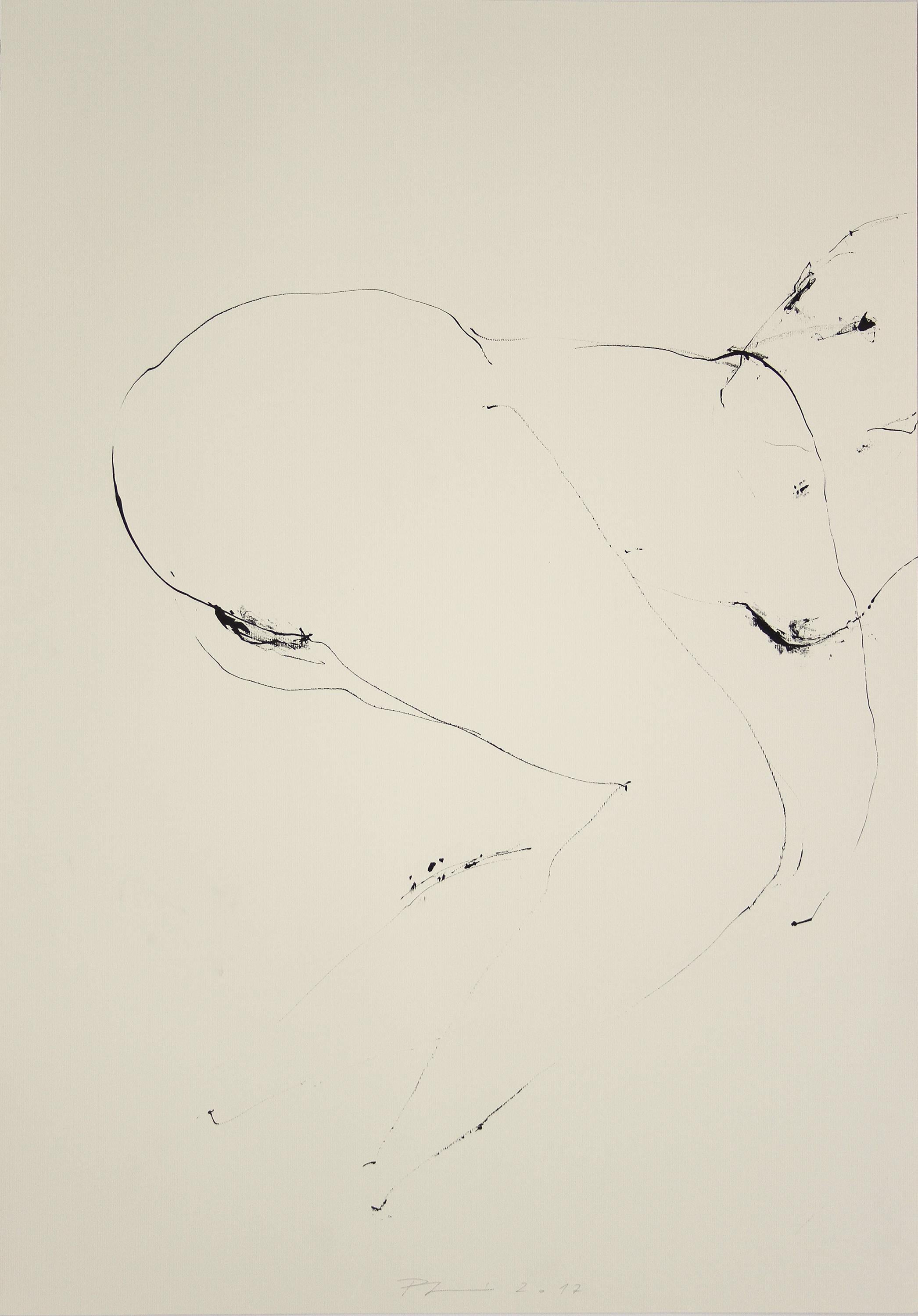Reszegh Botond Figurative Art - Large Original line drawing 'Mirage and Damnation (Nude I)' Ink on paper Figure