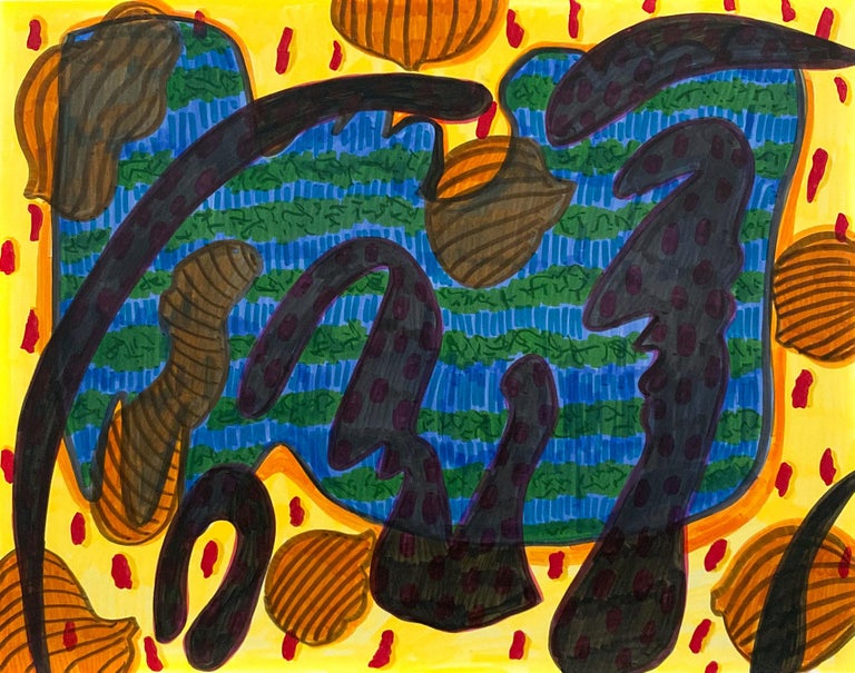 Annesta Le Paint Marker Drawing Untitled Contemporary Yellow