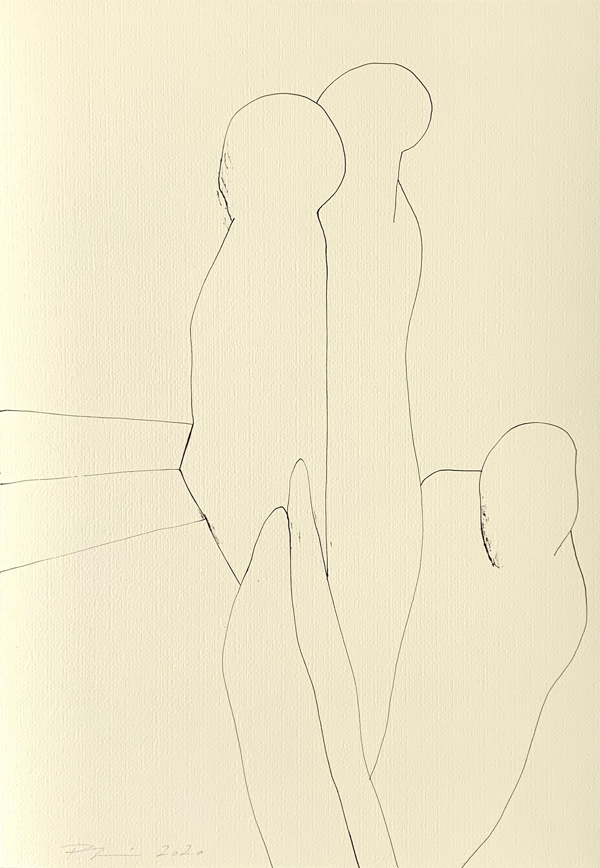 Reszegh Botond Nude - Large Original line drawing 'Weekdays Wrapped Up' Ink on paper Abstract Figure