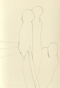 Large Original line drawing 'Weekdays Wrapped Up' Ink on paper Abstract Figure