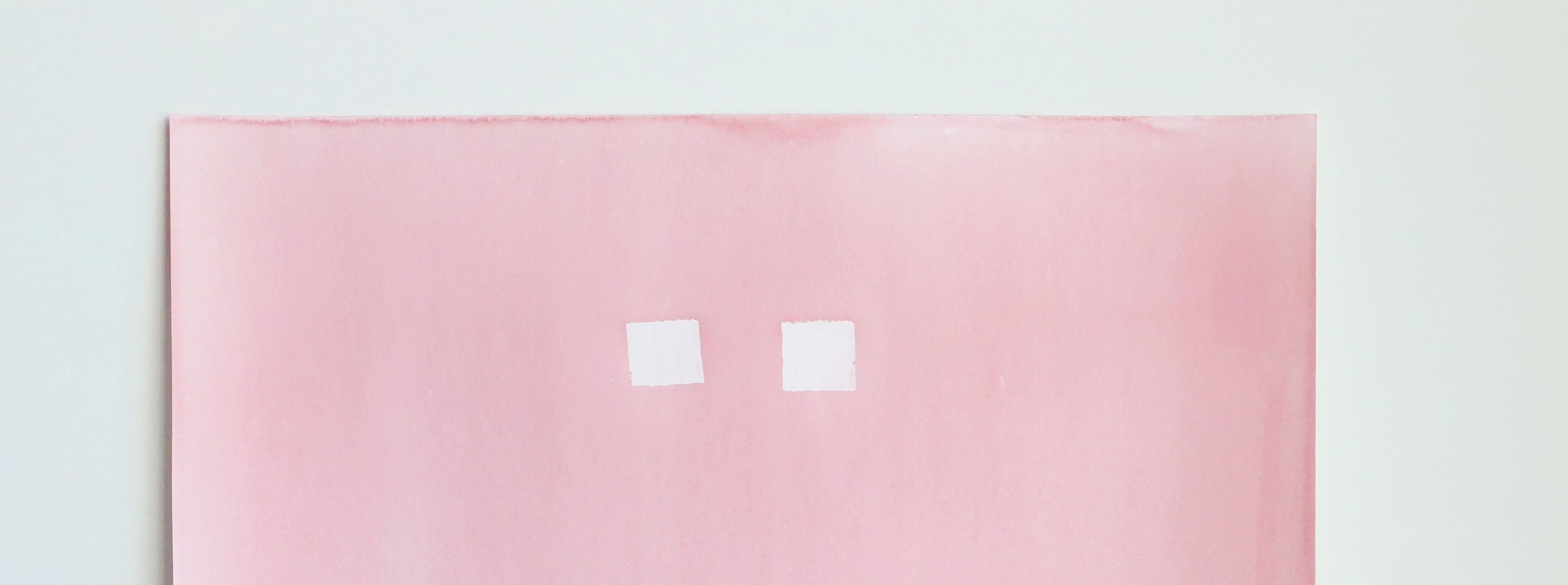 Contemporary watercolor on paper drawing GJ Kimsunken 'Untitled' pink minimal 2