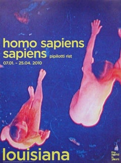 'Homo Sapiens Sapiens' Large Museum Poster Blue Human Figures Nude Rare