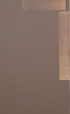 Contemporary minimalist oil painting by GJ Kimsunken 'Figuration 19.7' Chocolate