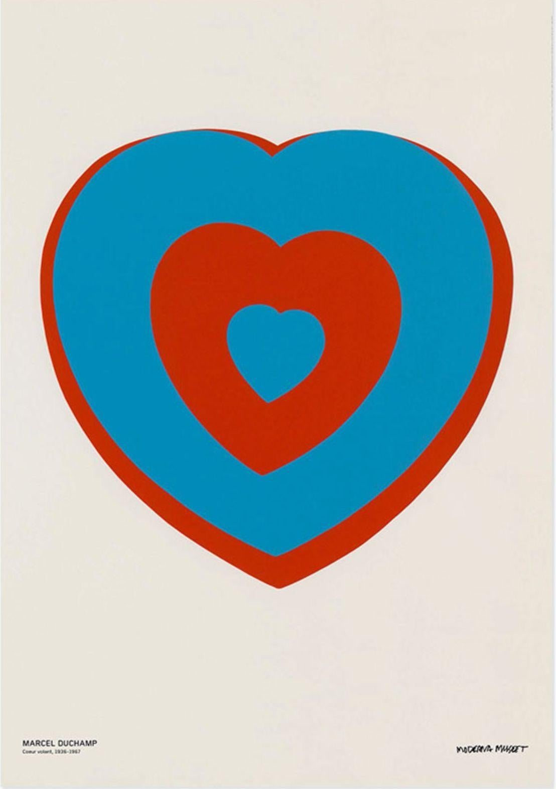 Coeur Volant (Fluttering Heart), Museum Poster Large Oversized Blue Red - Print by (after) Marcel Duchamp
