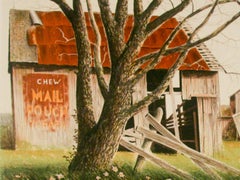 "Old Barn, " Signed Print, American Landscape