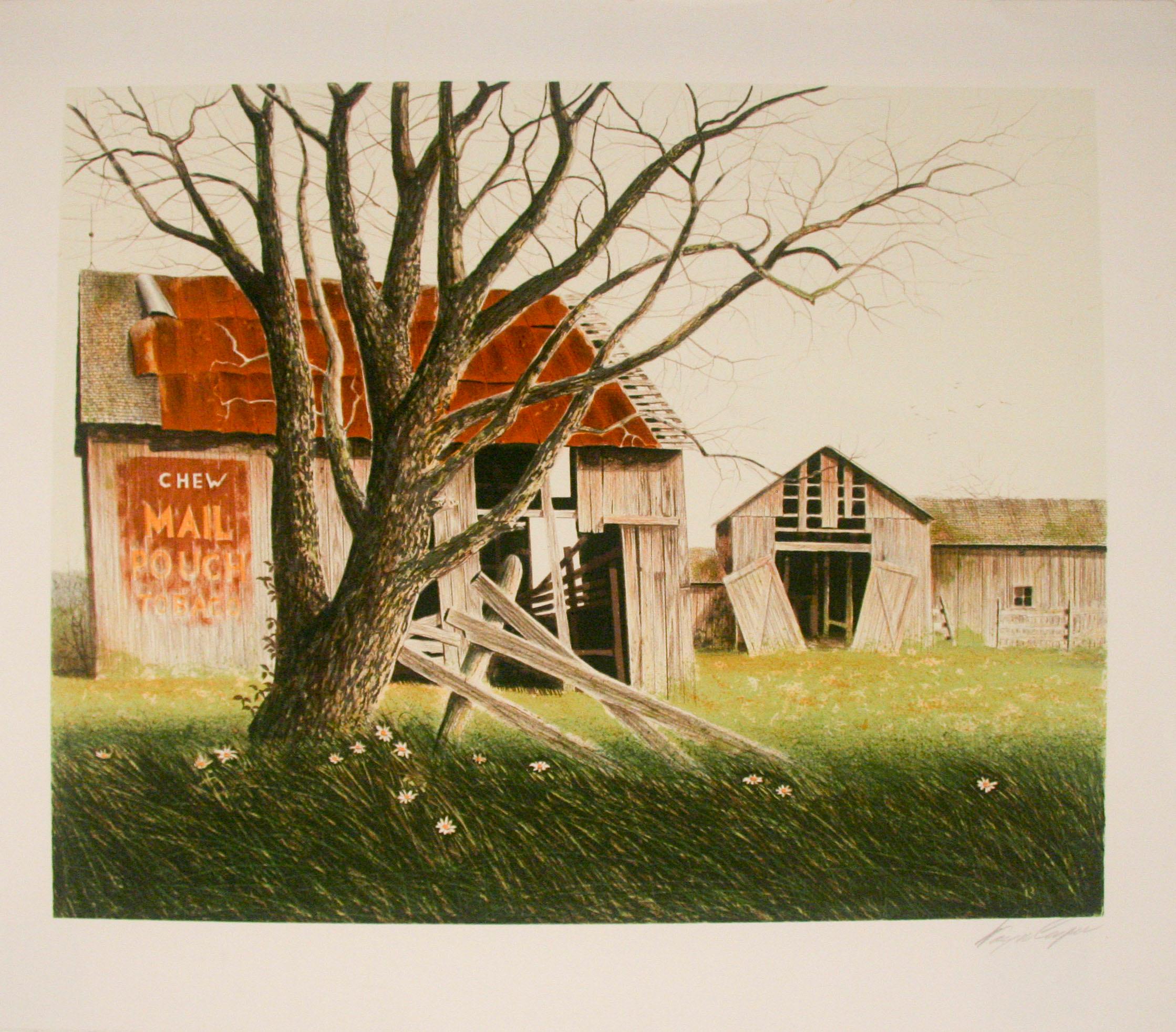 Wayne Cooper Landscape Print - "Old Barn, " Signed Print, American Landscape