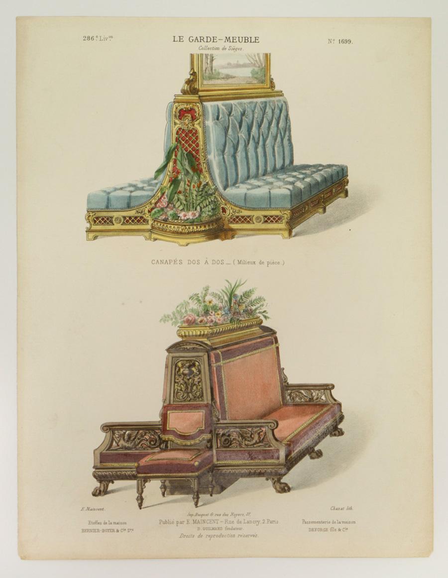 Desire Guilmard Still-Life Print - Le Garde Meuble: Collection de Sieges [Seating]; Livraison 286, No. 1699