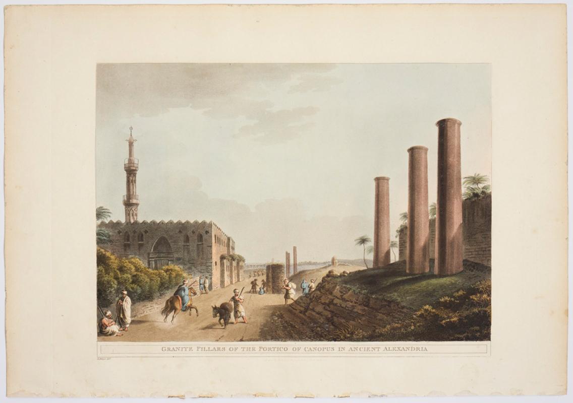 Luigi Mayer Landscape Print - Granite Pillars of the Portico of Canopus in Ancient Alexandria