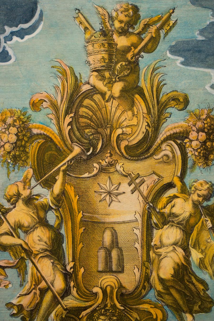 Print by Giovanni Giardini (1646-1721) for Disegni Diversi [Various Designs]. Originally published in 1714 in Prague and later reissued in 1750 in Rome, Disegni Diversi was considered the finest collection of patterns of secular and sacred objects