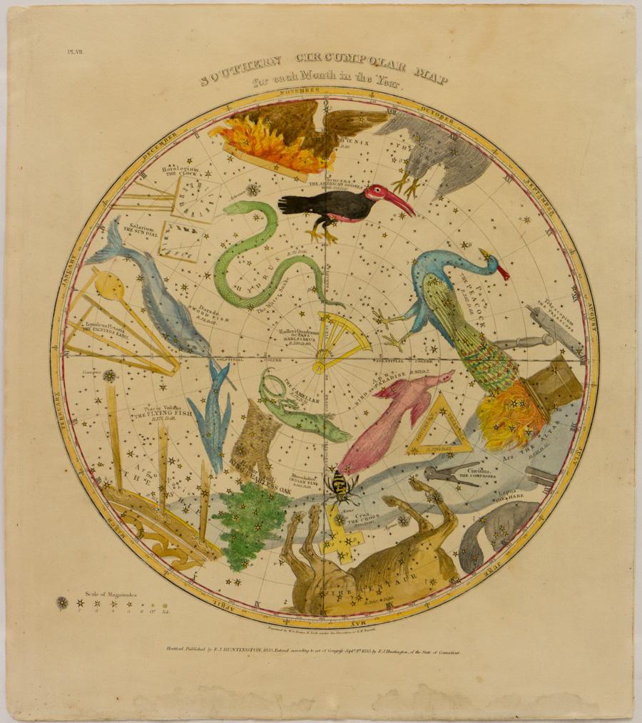 Elijah H. Burritt Print - Southern Circumpolar Map for each Month of the Year (Pl. VII)