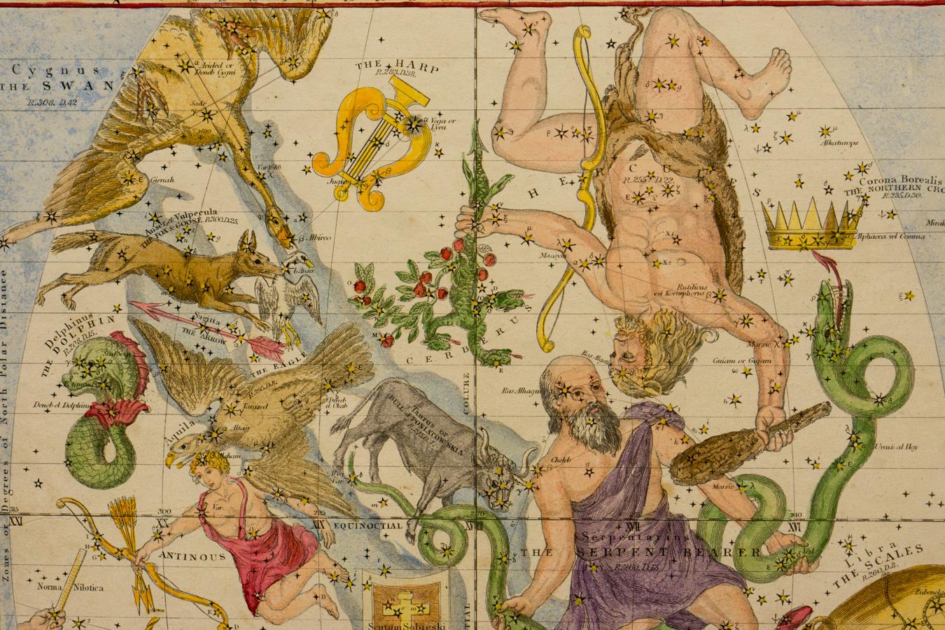 A Plan of the Solar System: The Constellations in September, August, July - Beige Print by Elijah H. Burritt