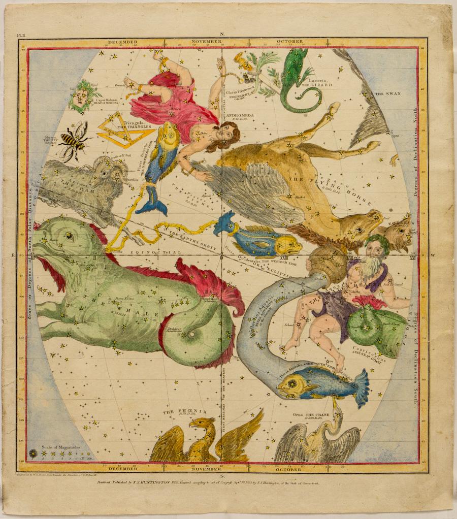 Elijah H. Burritt Print - A Plan of the Solar System: The Constellations in December, November, October