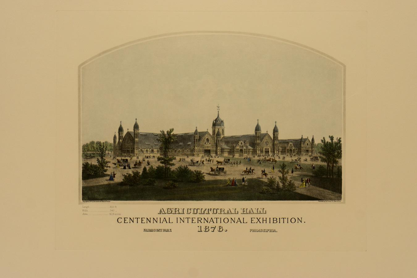 Agricultural Hall, Centennial International Exhibition. Fairmount Park, Philadel - Print by Louis Aubrun
