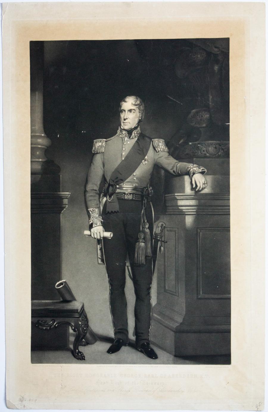 John Watson Gordon Portrait Print – Der rechte ehrwürdige George, Earl of Aberdeen, K.T., First Lord of the Treasury