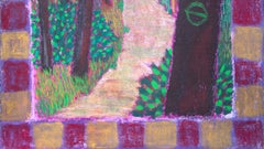 Bart Kok, Untitled (drawing, forrest, moon, night, divisionism, trees)