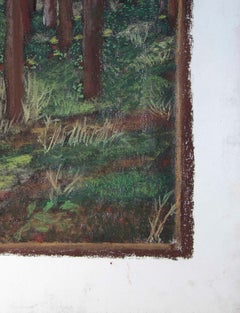 Bart Kok, Untitled, 2019 (forrest, landscape, drawing, trees, green, grass)