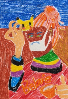 Tanja Ritterbex, Mask and Pikachu, 2020 (Mask, tokyo, drawing, work on paper)