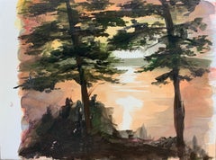 Jasper Hagenaar (drawing, landscape, sun, reflection, trees, forrest)