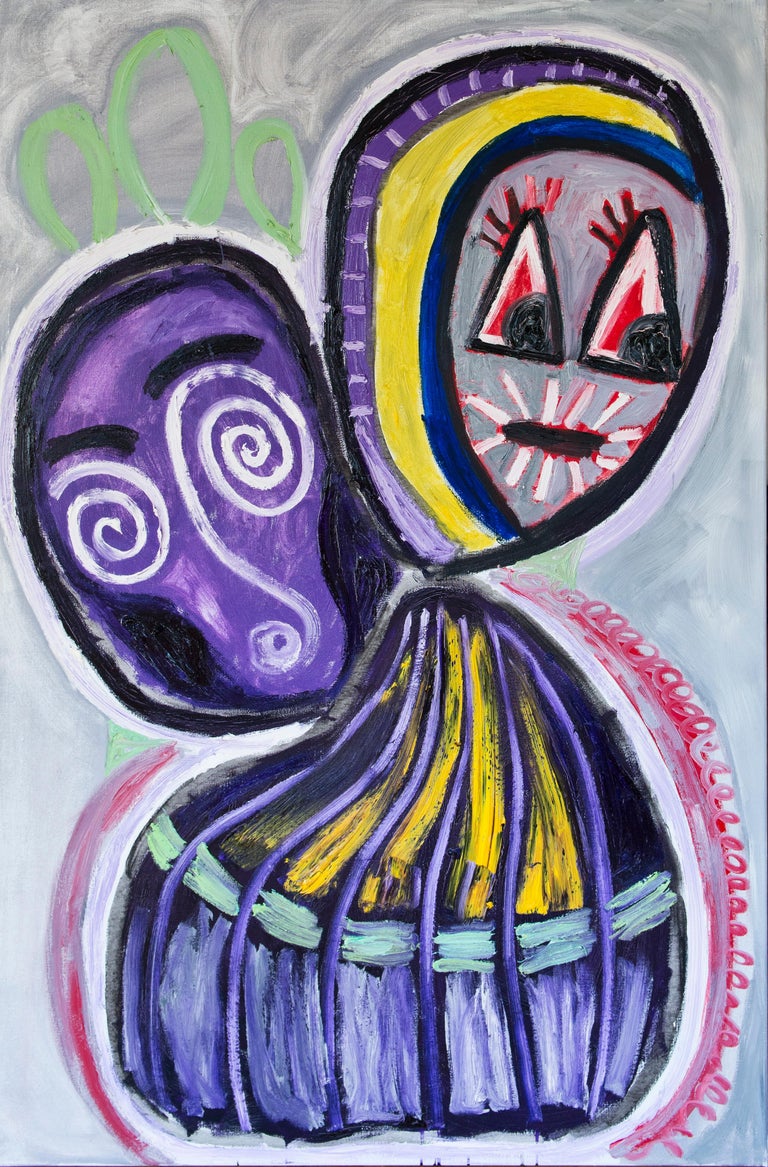 Marliz Frencken Marliz Frencken Two Faces In Color Painting Oil On Canvas For Sale At 1stdibs