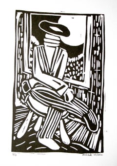 Bart Kok, Untitled (linocut print in black and white) 