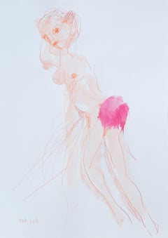 Marliz Frencken, Untitled (pencil and watercolor drawing of a woman)
