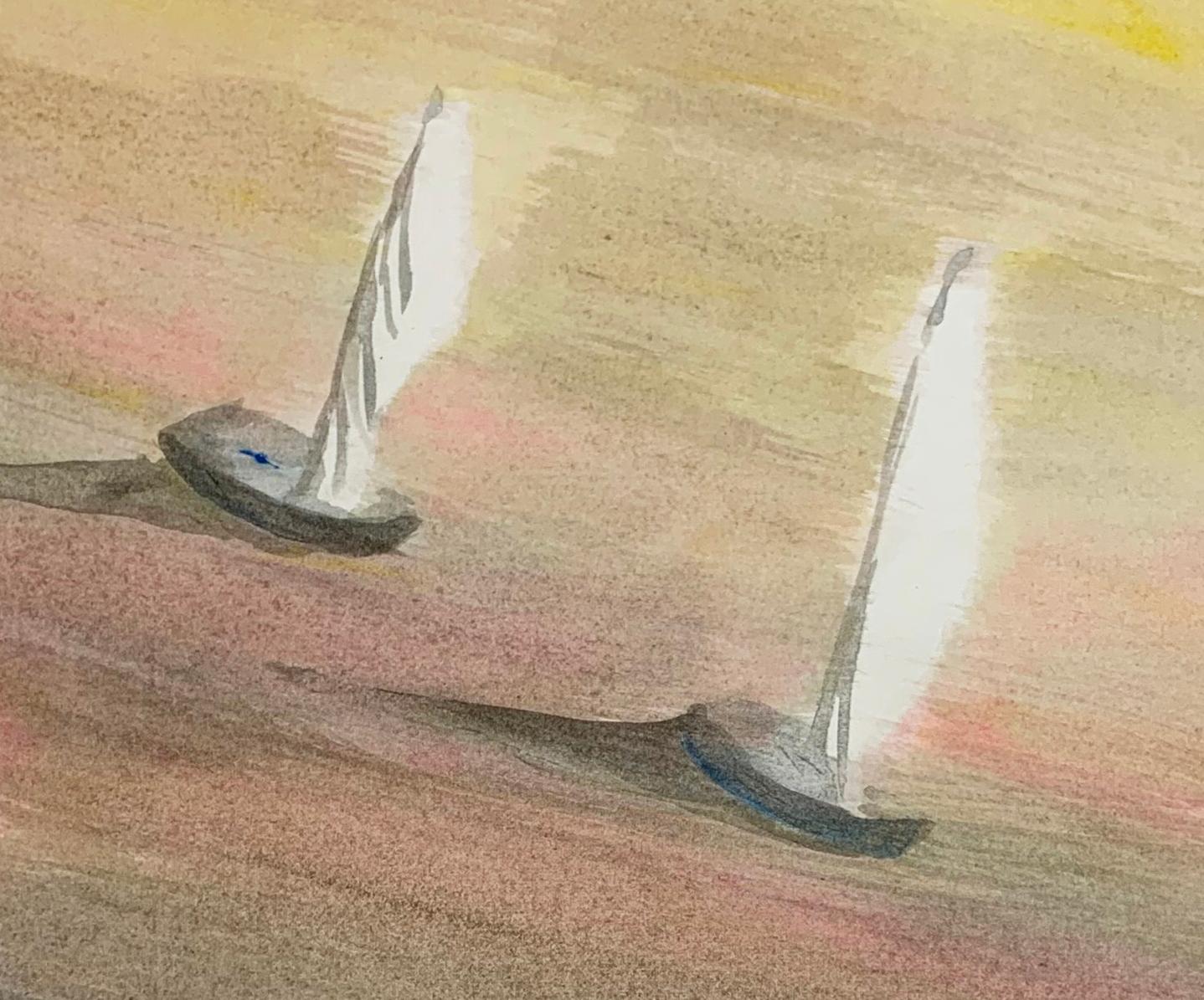 Jasper Hagenaar (drawing of two sailing boats on sea) 1