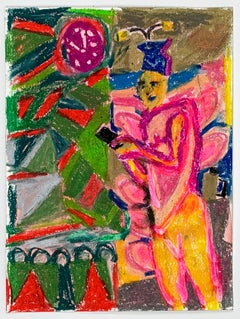 Tanja Ritterbex (drawing depicting a person in a colorful interior)