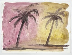 Jasper Hagenaar, Untitled, 2008 (Palm trees, Beach, Sunset, Landscape, aquarel)