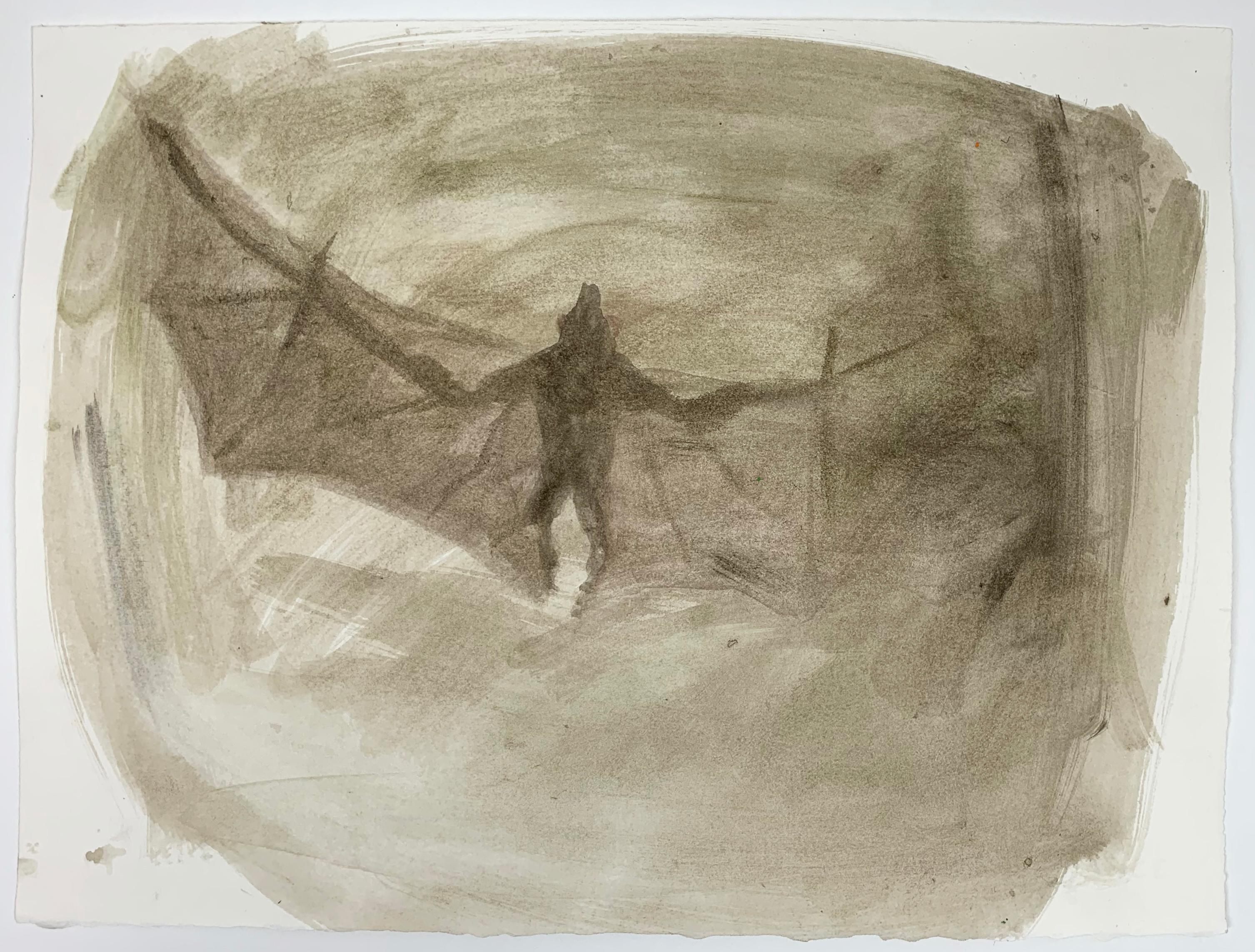 A watercolor on paper by Jasper Hagenaar of bat in the darkness. A memory of these surreal corona times.  

Sincerity and light playfulness coexist within the scope of boyhood in a merely broad yet autobiographical sense within Jasper Hagenaar’s