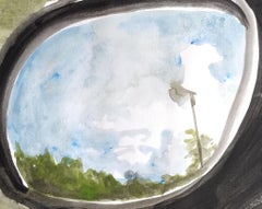 Jasper Hagenaar - drawing a landscape in the car mirror