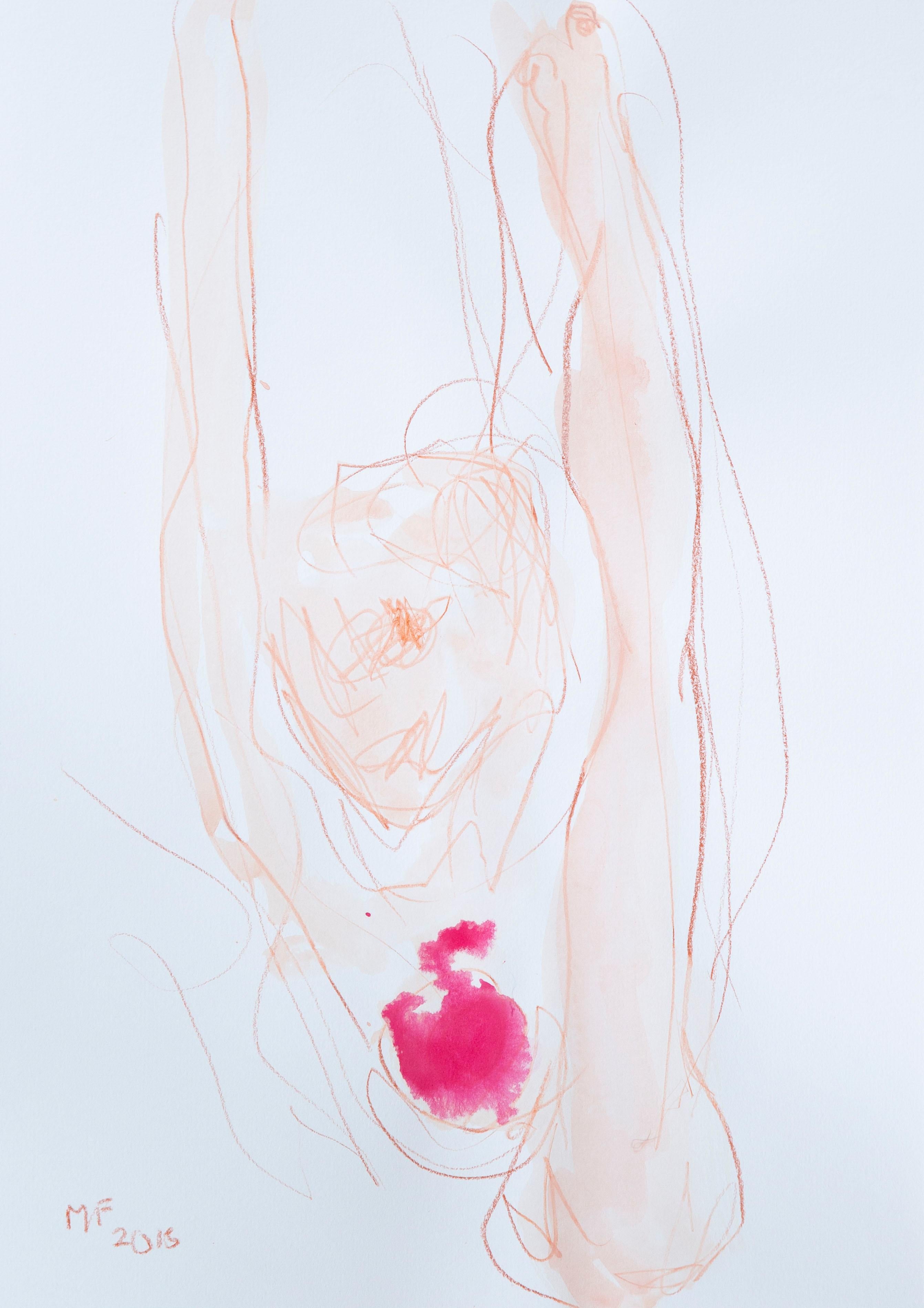 A beautiful intimate, emotional drawing by Marliz Frencken. Made with pencil and watercolor, in soft colors, of a naked woman.

Curator Jan Hoet once wrote: “Frencken uses ‘over the top’ as an artistic principle in her work. Extreme are the flirty