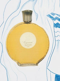 Marliz Frencken (drawing in blue, with Nina Ricci perfume bottle, fashion)