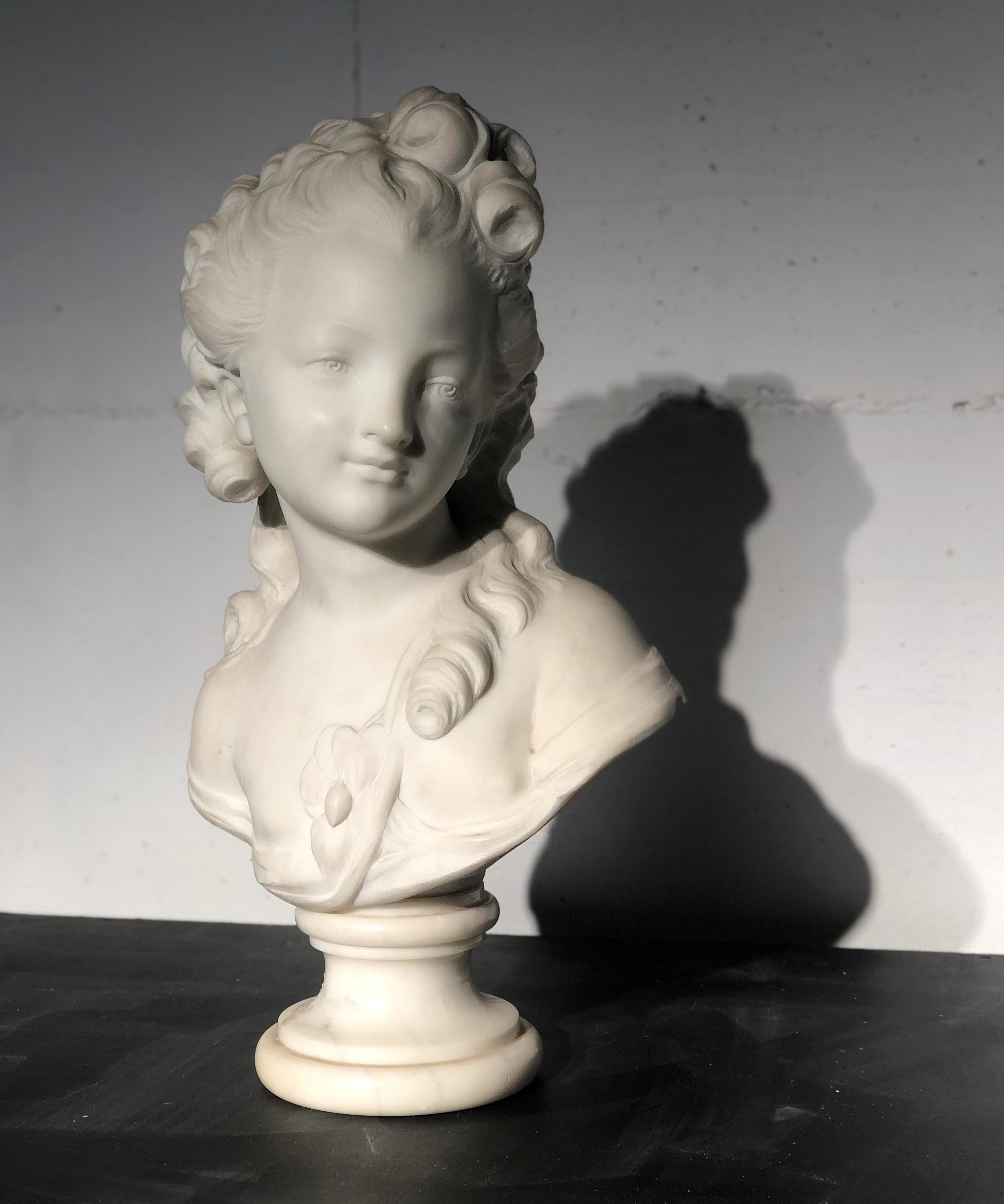 A portrait of a young woman, a bust a quintessential of Lemoyne's works in fact he was well know as of the master of portrait sculpture in marble. Jean-Baptiste Lemoyne (15 February 1704 – 1778) was a French sculptor of the 18th century who worked
