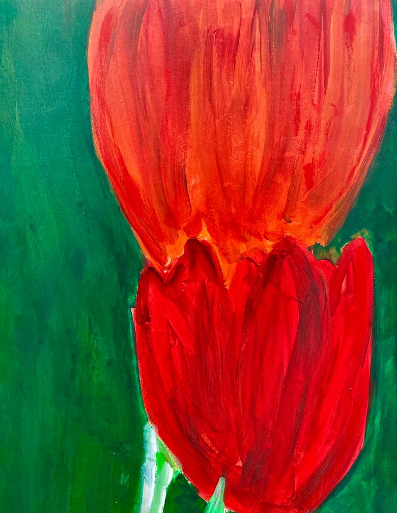 Tulips - Realist Painting by Christine Mafart