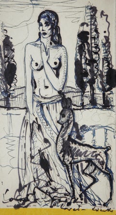 Ink Figurative Drawings and Watercolours