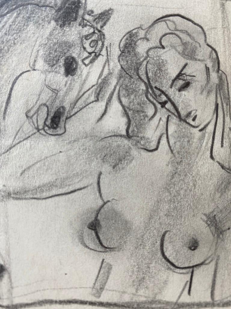 Study of a Woman and Horse Executed on a Reminder Pad, circa 1934; - Art by Boris Lovet-Lorski