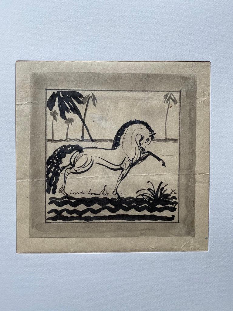 Horse in a Landscape (Dressage Movement Piaf Raised Anterior Left Hoof) - Art by Boris Lovet-Lorski