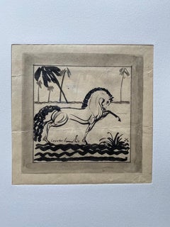 Horse in a Landscape (Dressage Movement Piaf Raised Anterior Left Hoof)