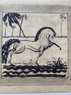 Horse in a Landscape (Dressage Movement Piaf Raised Anterior Left Hoof)