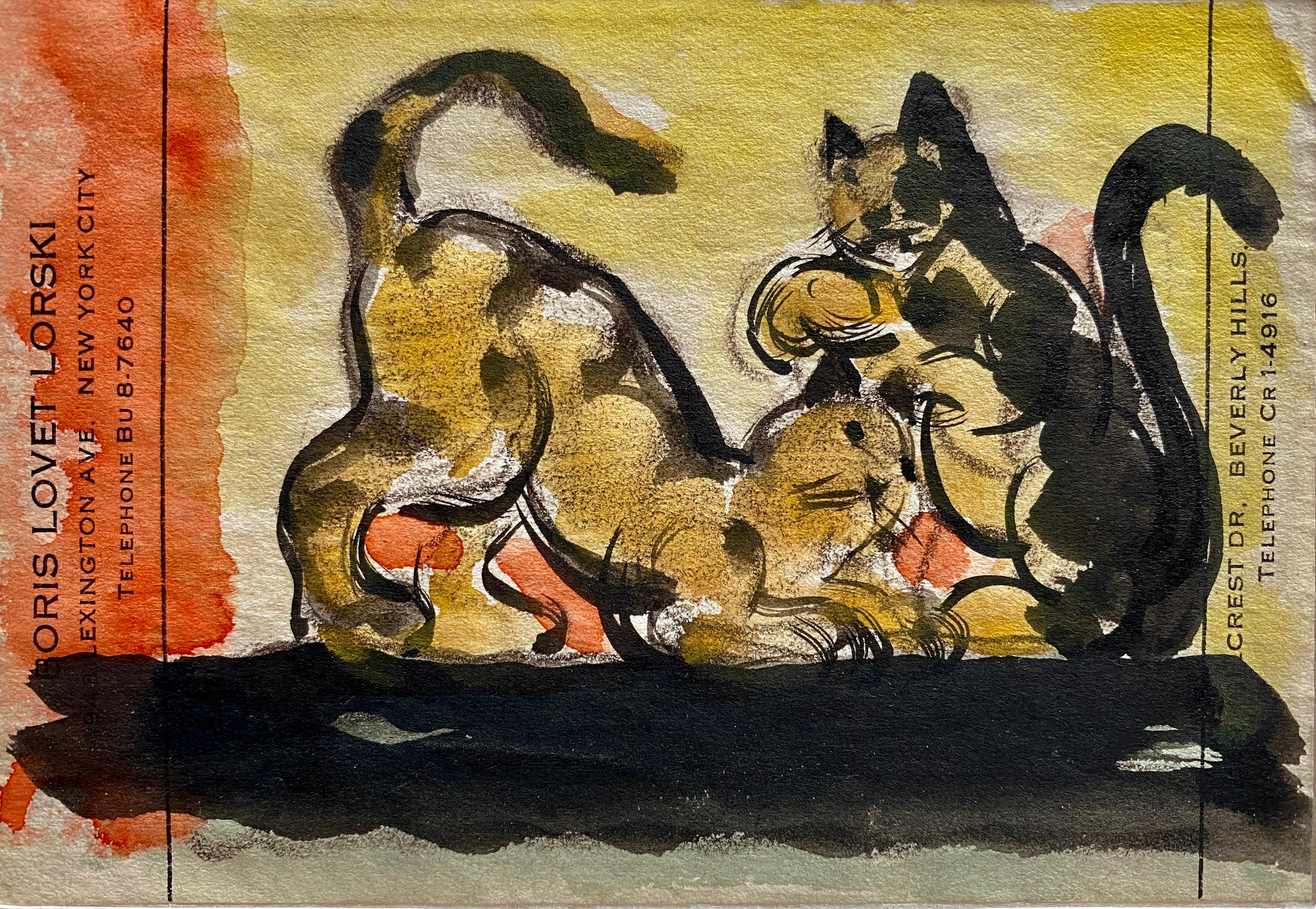 Boris Lovet-Lorski Animal Art - Cats Playing