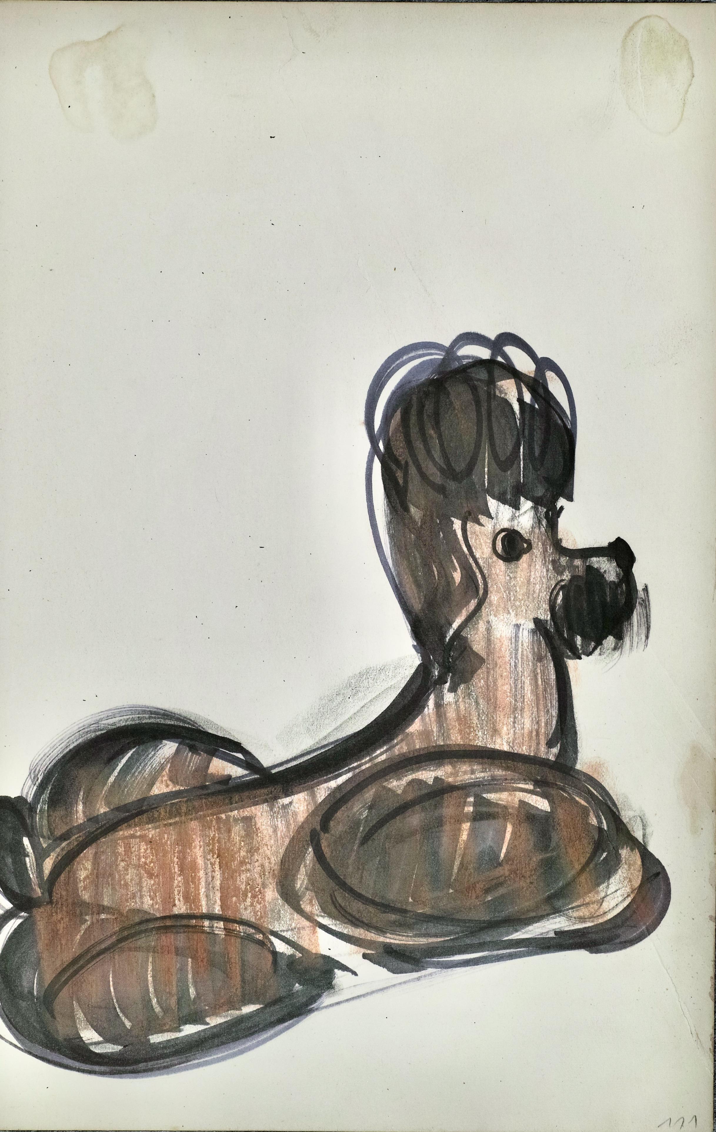 Boris Lovet-Lorski Animal Art - Seated Brown Poodle