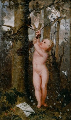 Antique The Child Mozart, a Spirit of Music, Conducts the Starling with his bow
