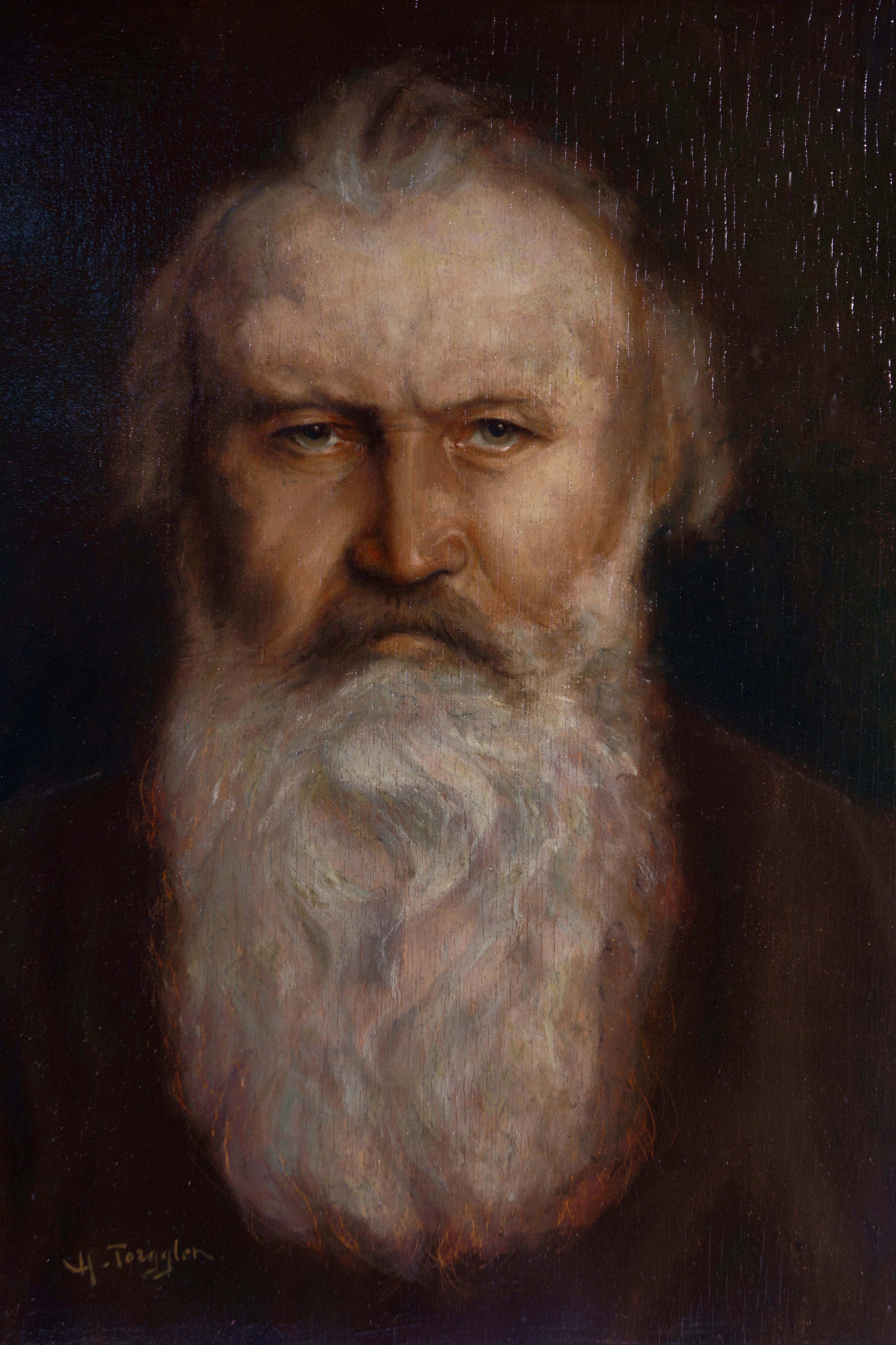 Portrait of Johannes Brahms, before 1939 - Painting by Hermann Torggler