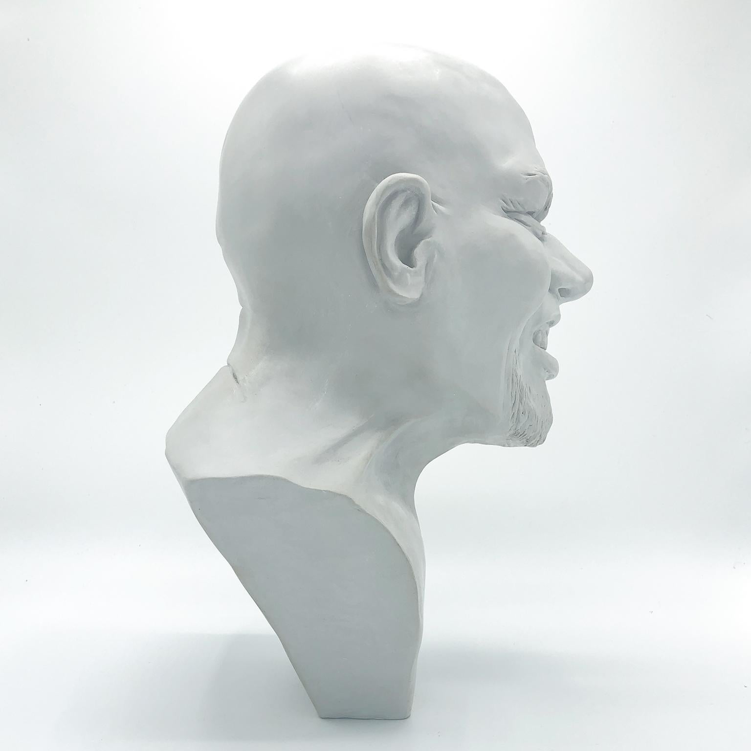 Male Marble Resin Hyper Realist Sculpture - FX 3 - Gray Figurative Sculpture by Ann Dierckx