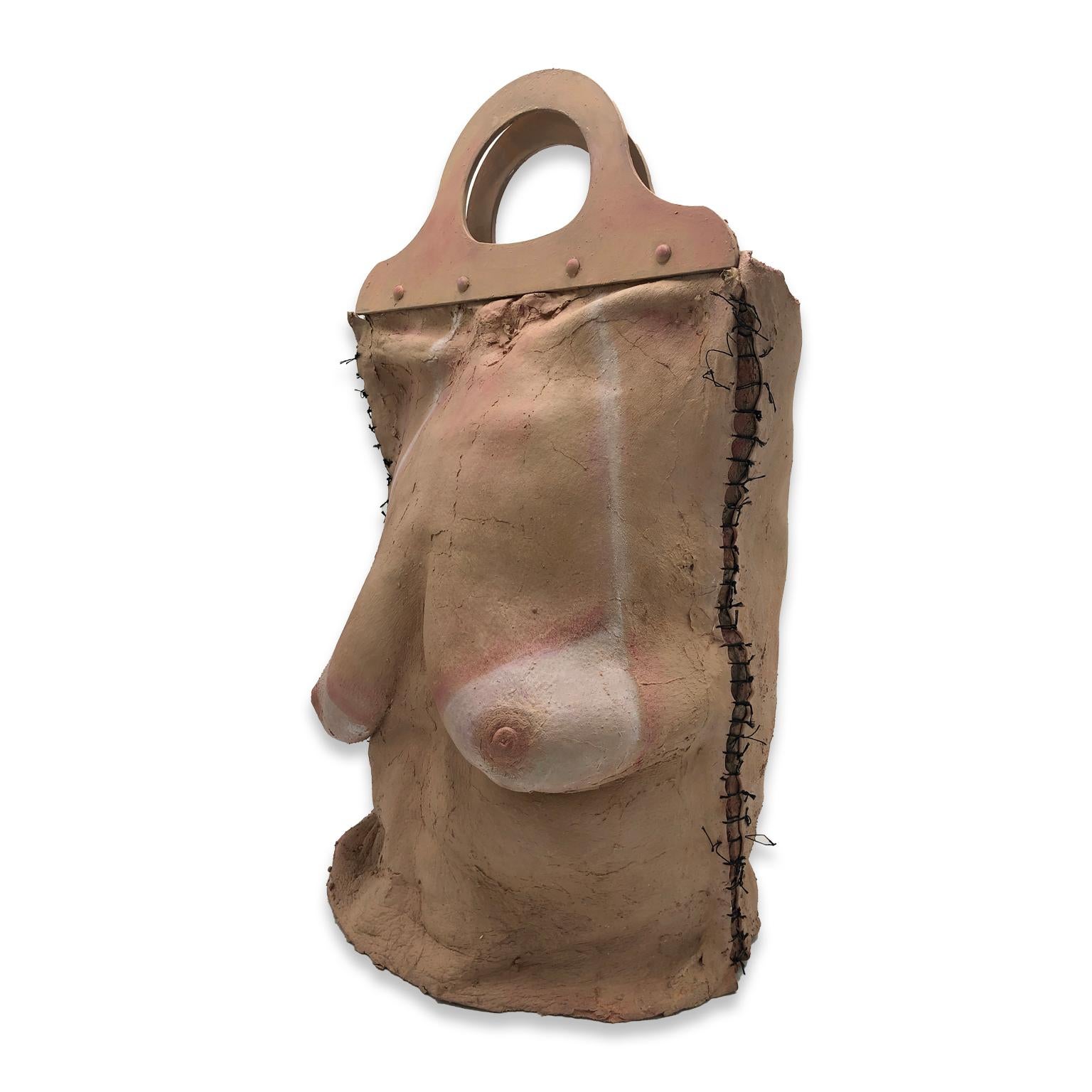 Nude Female Figurative Latex Contemporary Object - Breast Bag III - Sculpture by Miriam Meulepas