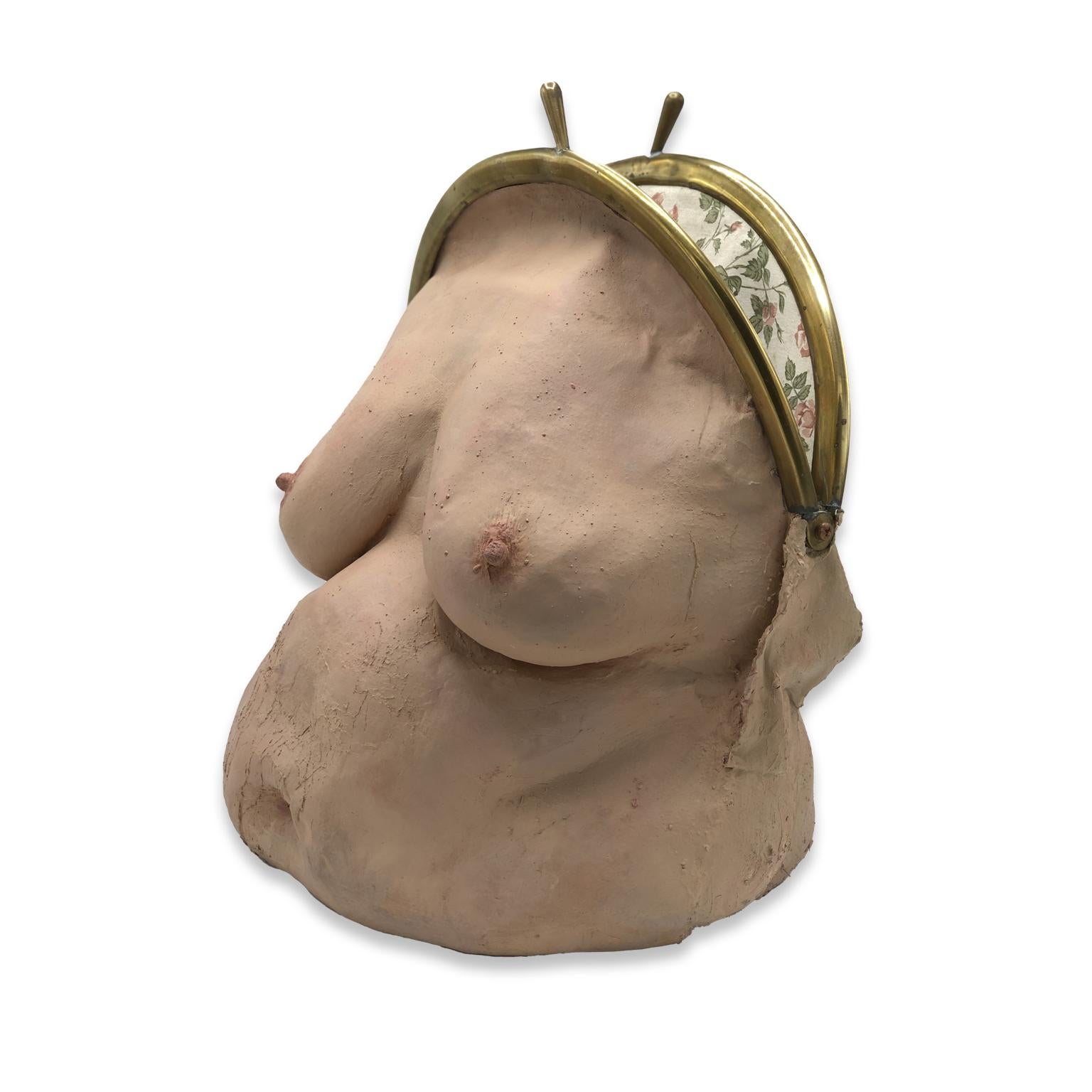 Nude Female Figurative Latex Contemporary Object - Breast Bag IV - Sculpture by Miriam Meulepas