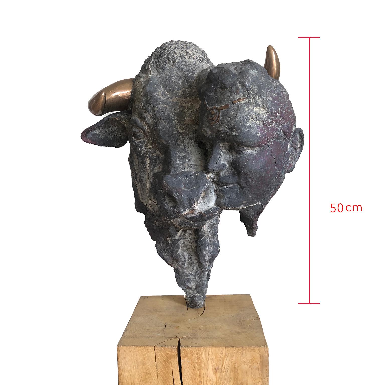 Figurative Bronze Contemporary Sculpture: Europa e il Toro - Brown Still-Life Sculpture by Godfried Dols