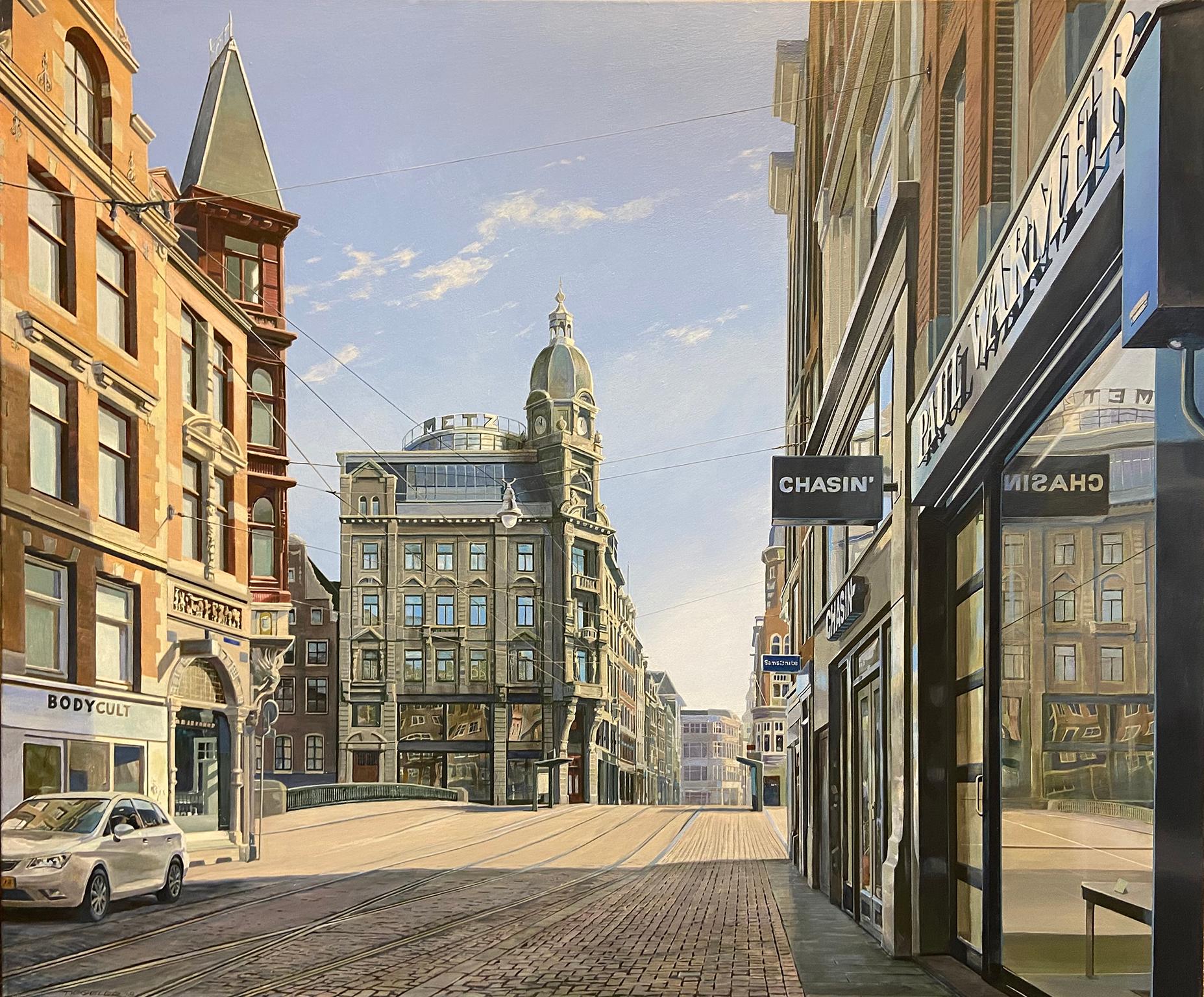 Eric Tiggeler Still-Life Painting - Contemporary Hyper Realist Cityscape: Leidsegracht-Keizersgracht (Amsterdam)
